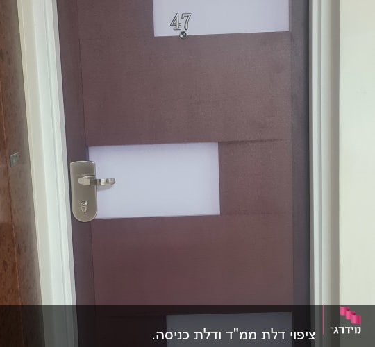 דלת חומה עם מספר 47 וידית כסופה